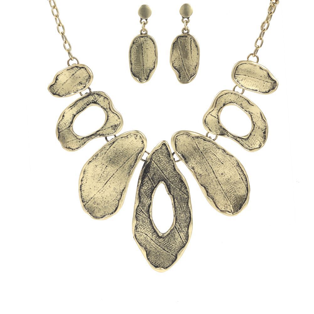 Alloy Geometric Irregular Oval Colorful Oil Necklace Hollow Design Women's Necklace Eardrop Set