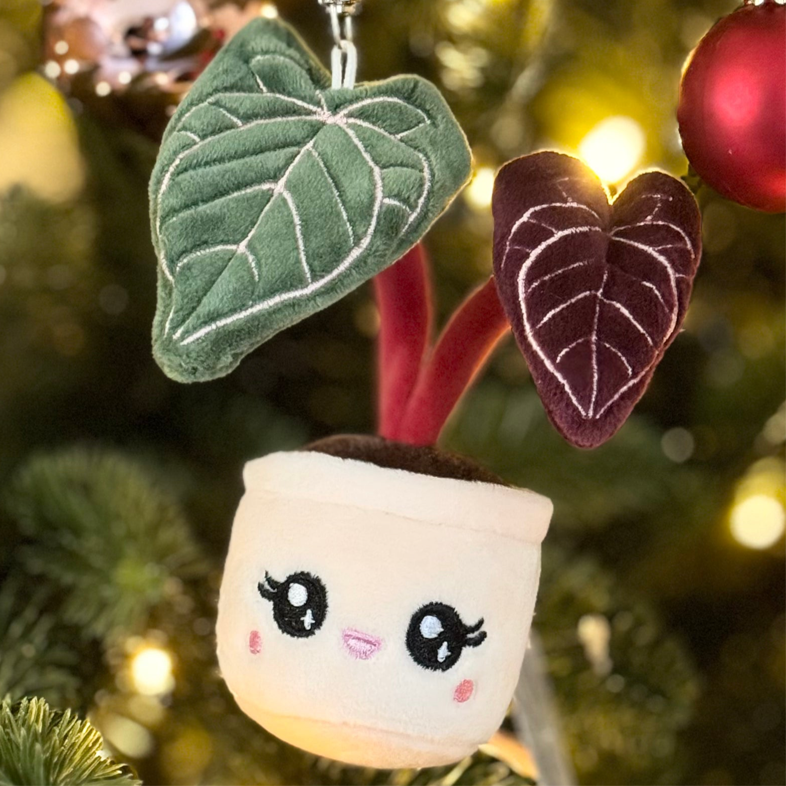 Anthurium Red Crystal Plush Keychain – 5″ Rare Aroid Bag Charm