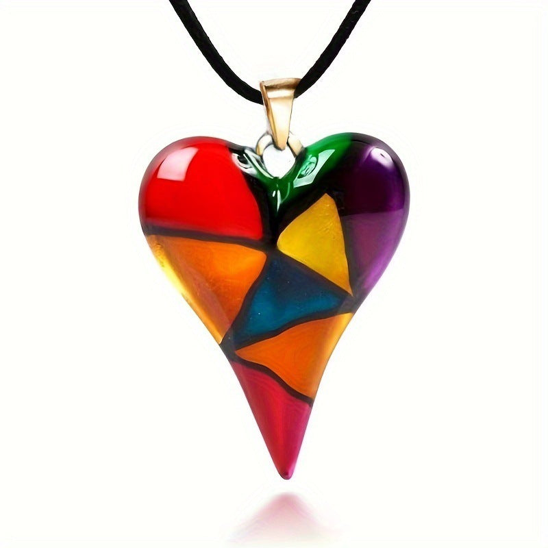 Colored Loving Heart Gold Pendant Necklace