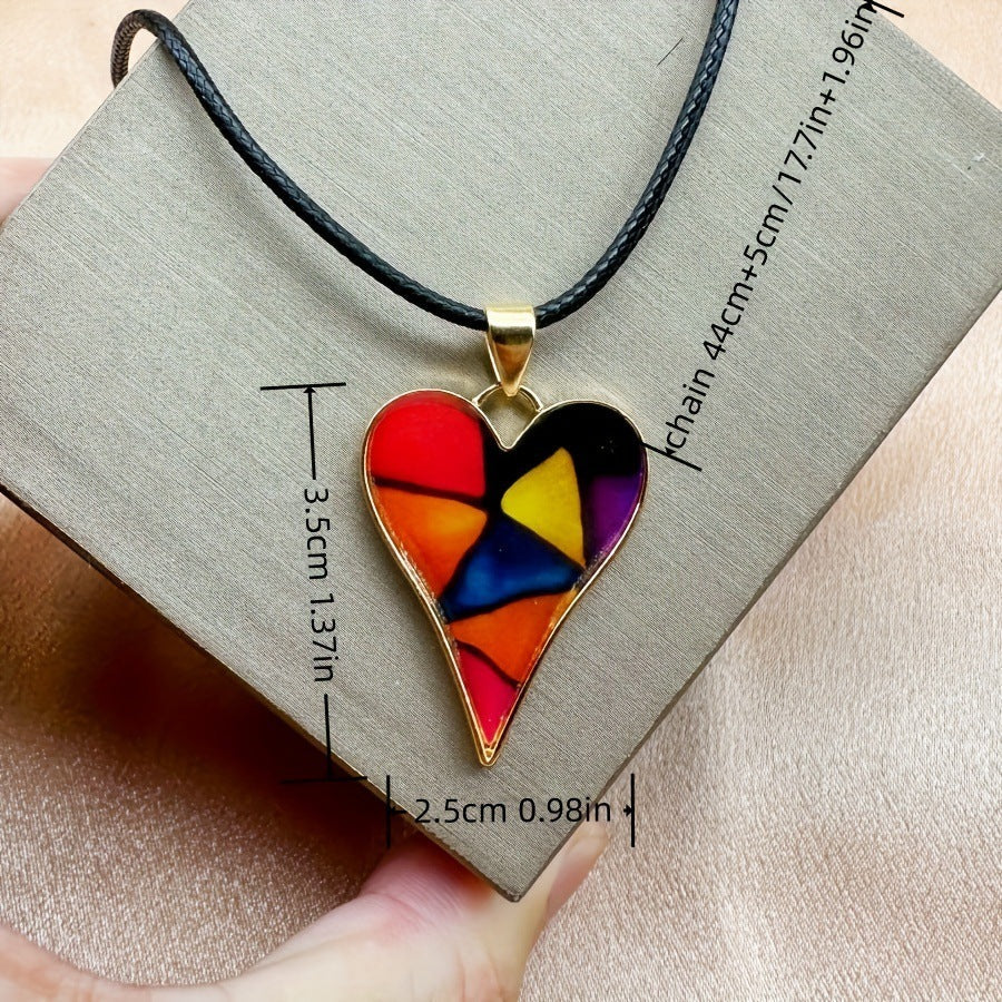 Colored Loving Heart Gold Pendant Necklace