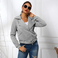 Women's Jacket Oblique Zipper Motorcycle Clothing Hoodie