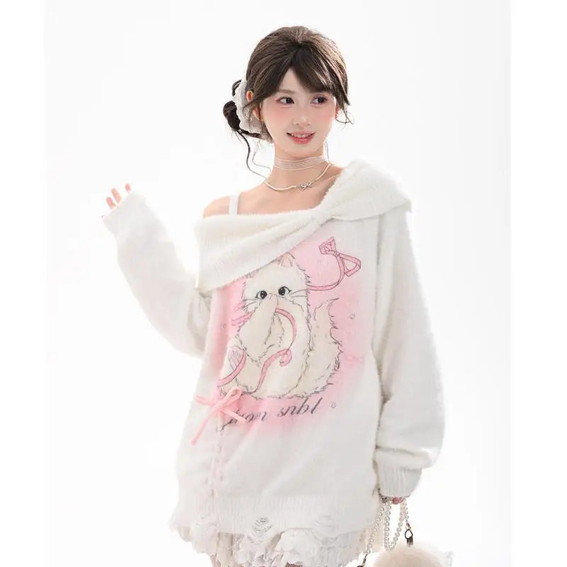 Pretty Kitty Off Shoulder Sweater