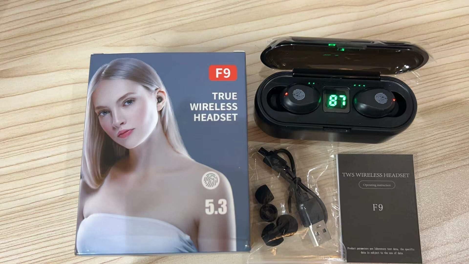 Generic Mini F9 TWS Bluetooth Earphones IPX5 Waterproof Touch Black