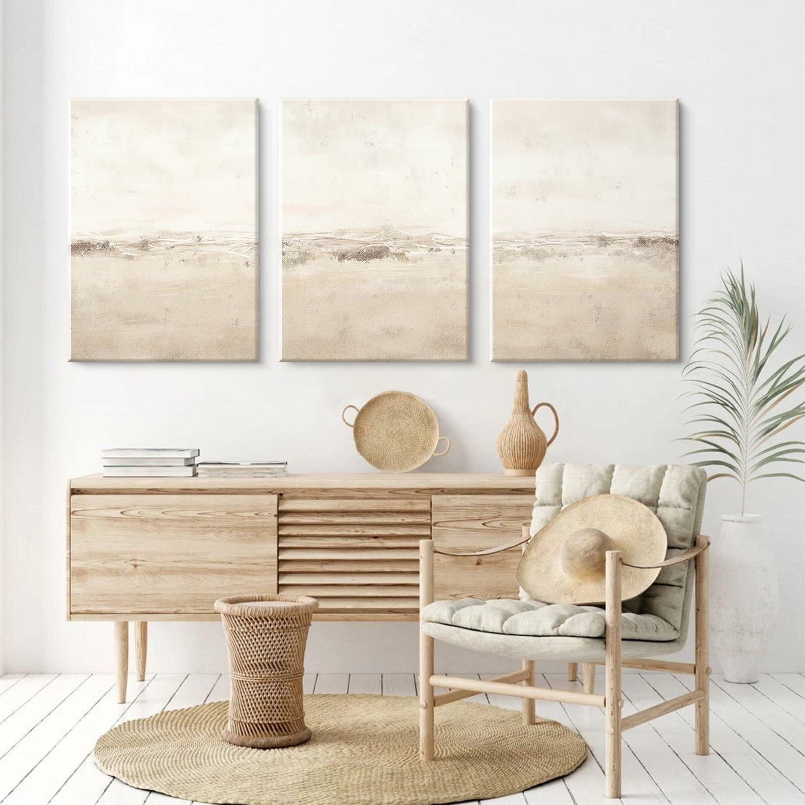 Baccone Mid Century Modern Wall Art Set of 3 Sage Green 12x16 Inch Canvas