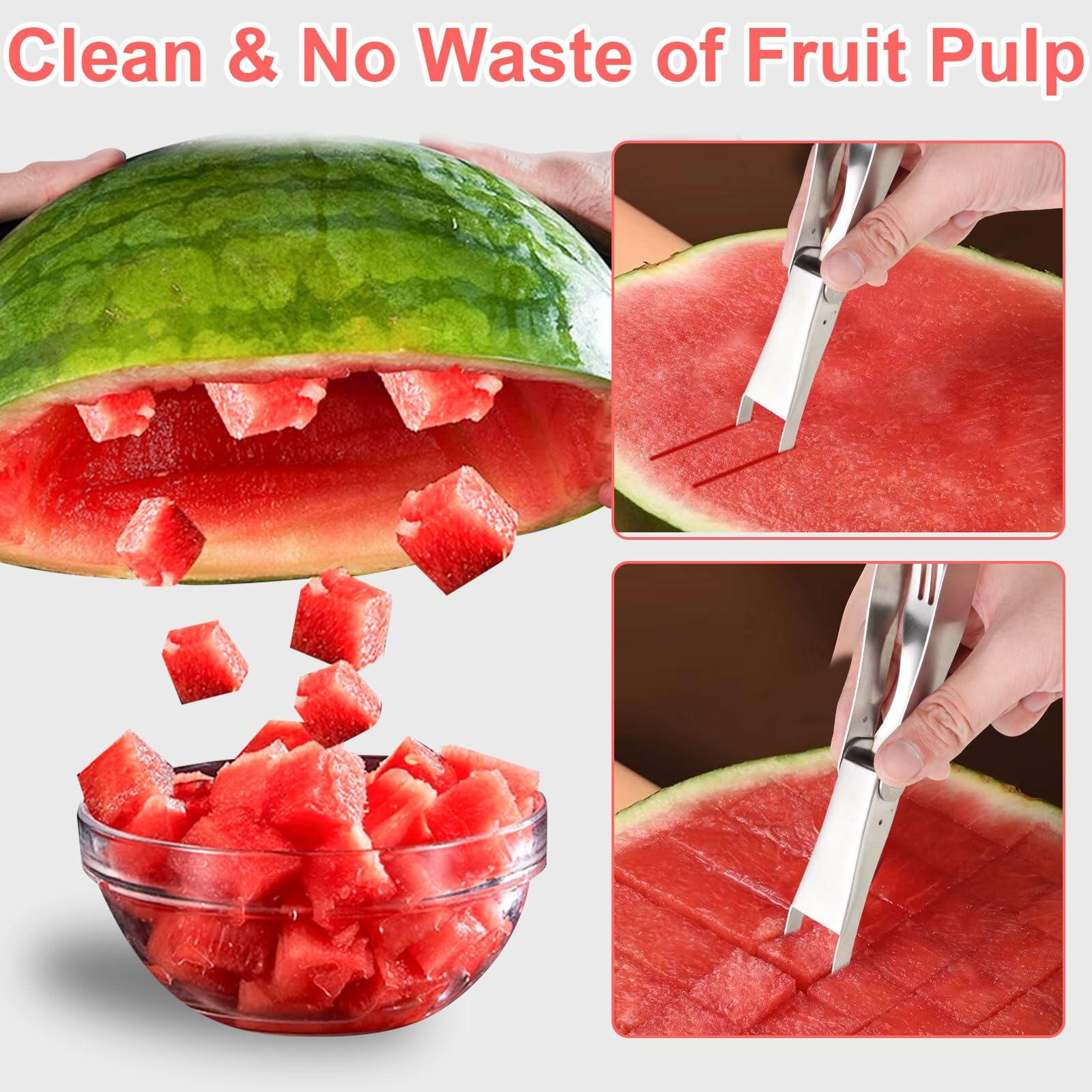 TAOTOP 2PCS Stainless Steel Watermelon Fork Slicer 2-in-1 Portable Silver