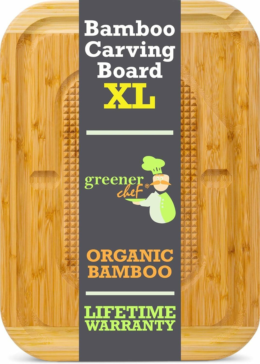 GREENER CHEF 18" XL Organic Turkey Carving Board Wooden Butcher Block