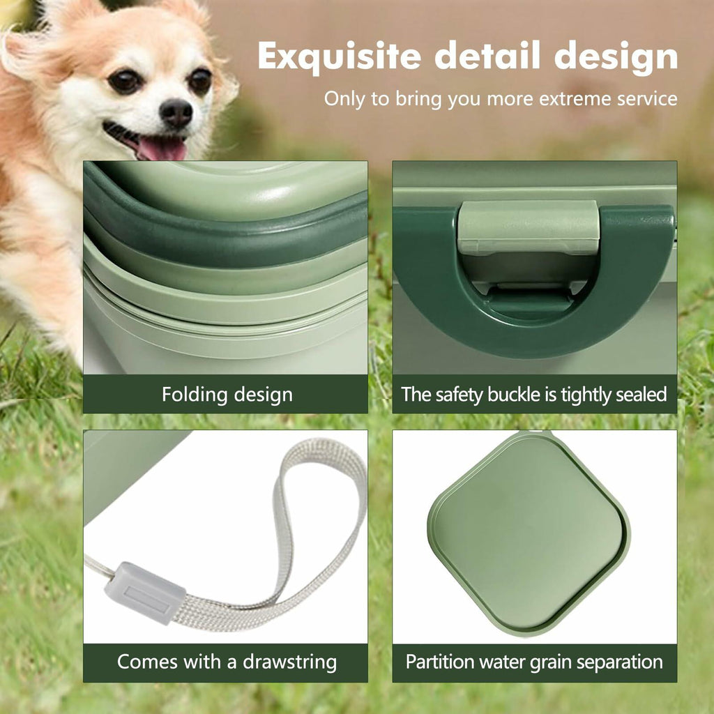 Collapsible Dog Bowl w/ Lid Travel Food Water Bowl 2-in-1 Portable 60oz