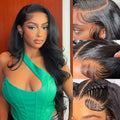 Qunali 13x4 HD Lace Front Human Hair Wig Body Wave 180% Density 22”