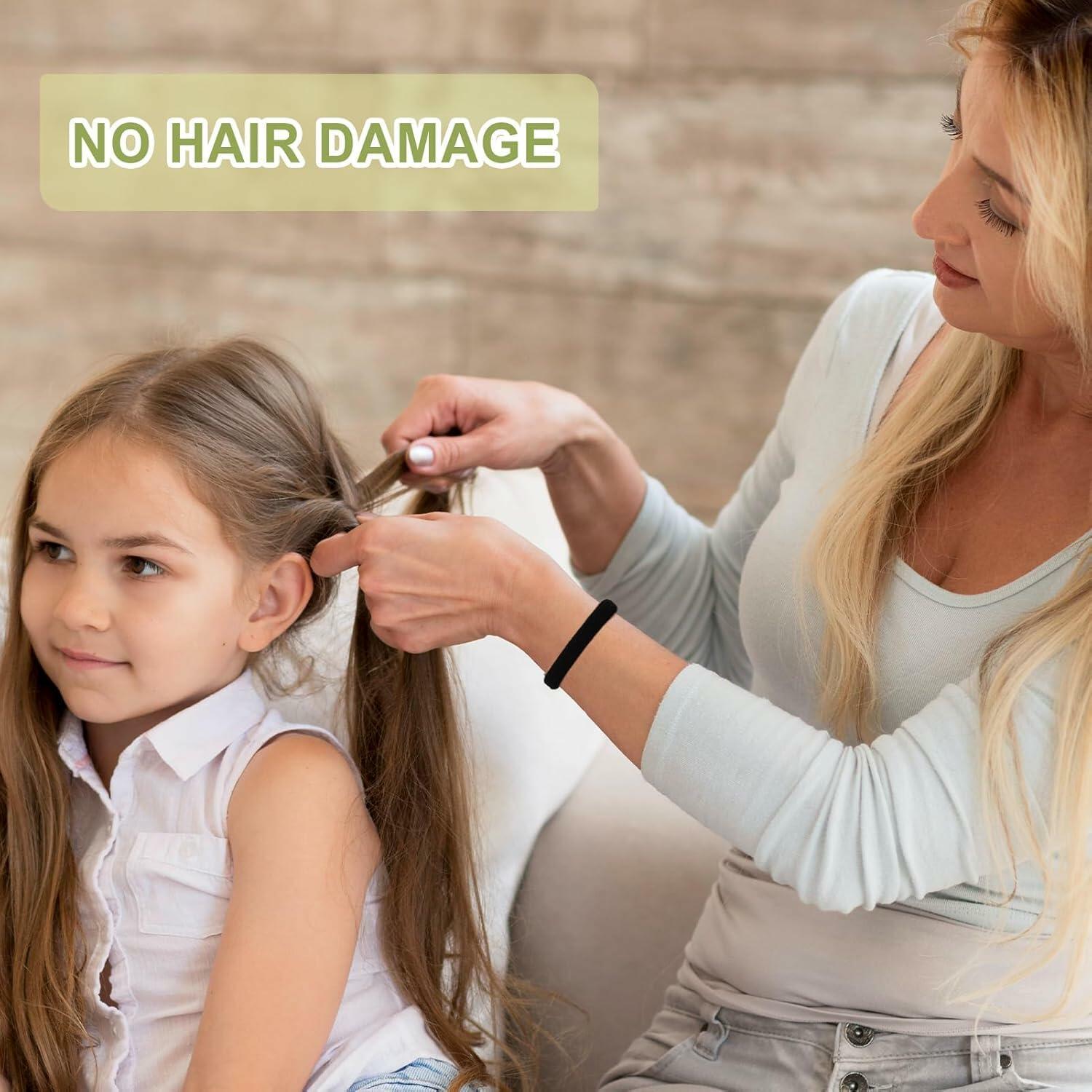 50PCS Black Cotton Hair Ties for Women & Girls Soft Stretchy Ponytail Holders