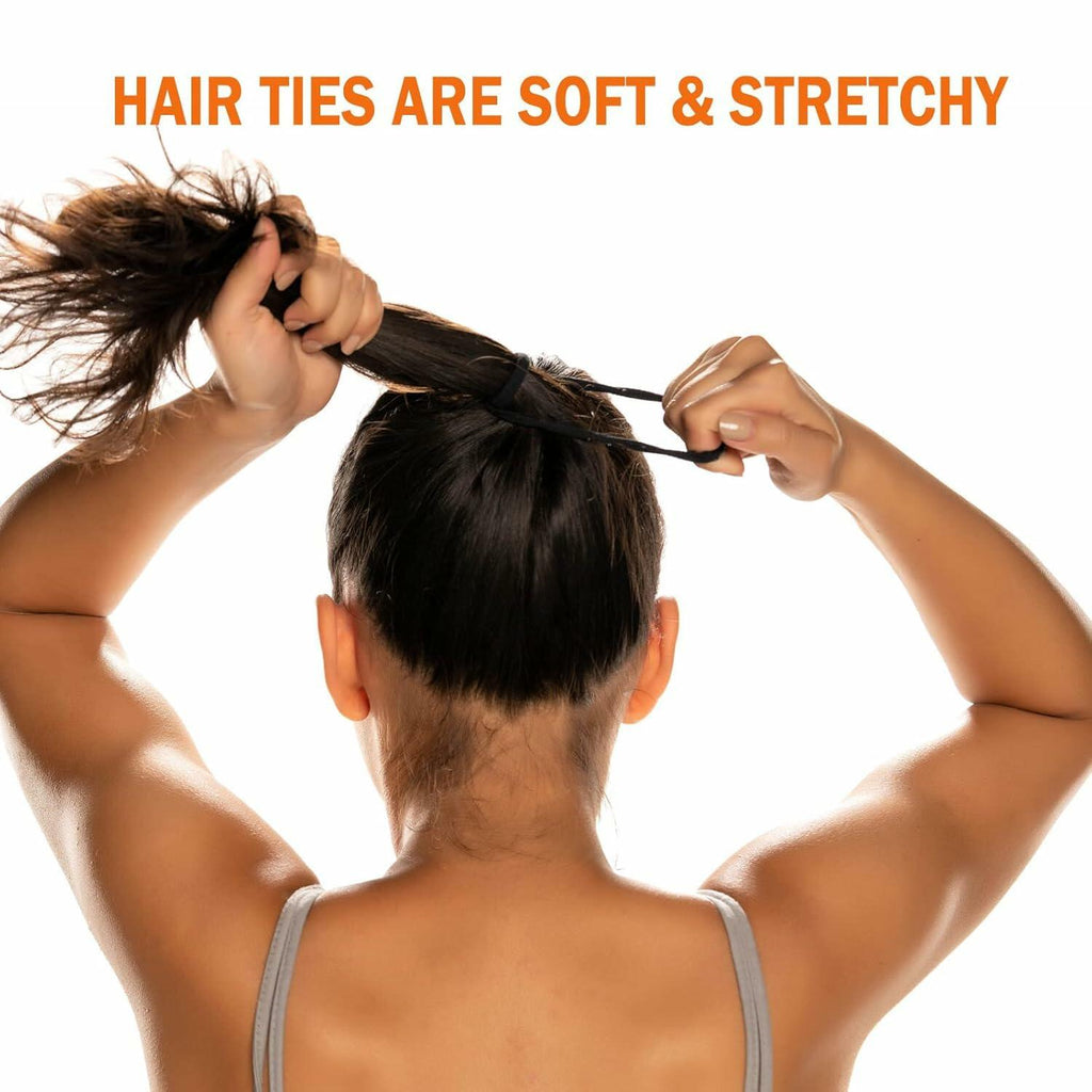 50PCS Black Cotton Hair Ties for Women & Girls Soft Stretchy Ponytail Holders