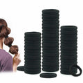 50PCS Black Cotton Hair Ties for Women & Girls Soft Stretchy Ponytail Holders