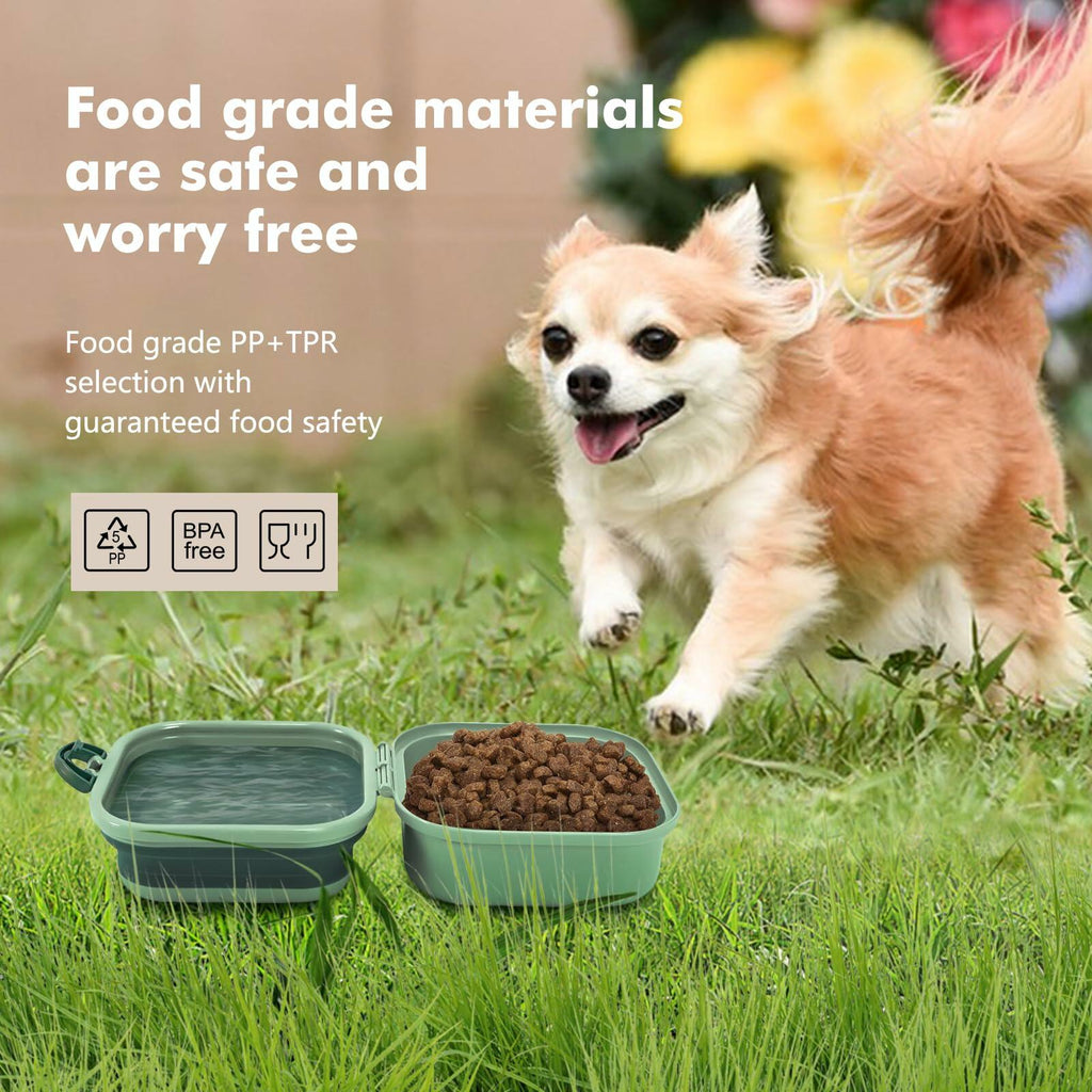 Collapsible Dog Bowl w/ Lid Travel Food Water Bowl 2-in-1 Portable 60oz