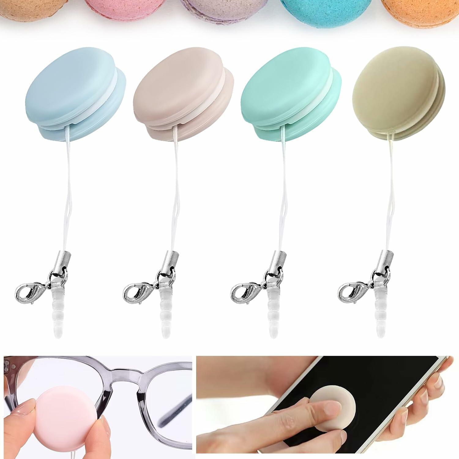 Macaron Phone Screen Cleaner 4PCS Mobile Screen Cleaning Ball Wipe Pendant