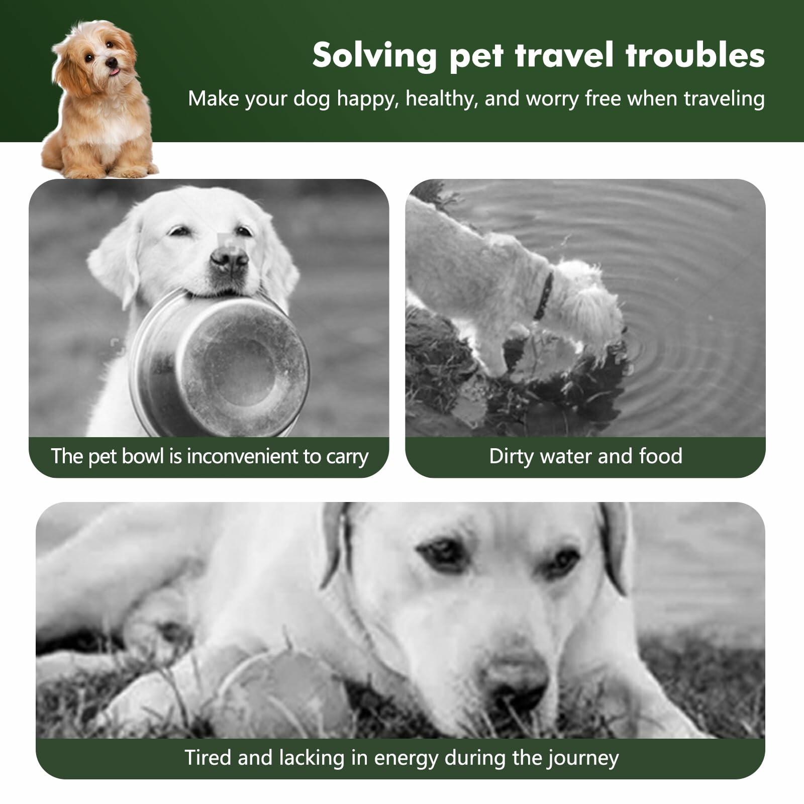 Collapsible Dog Bowl w/ Lid Travel Food Water Bowl 2-in-1 Portable 60oz