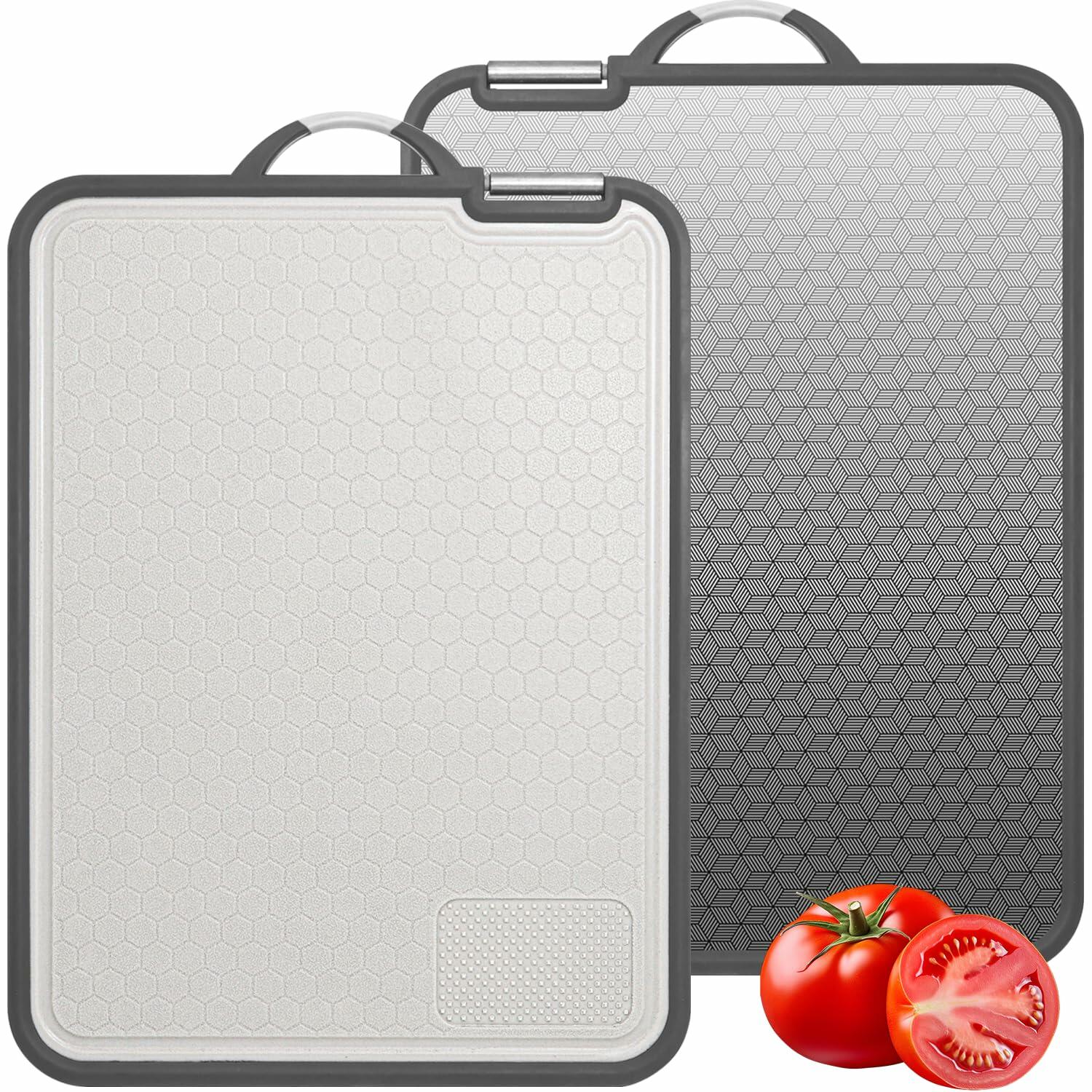 AOWBCGD Titanium Double Sided Stainless Steel Cutting Board 14x9.8