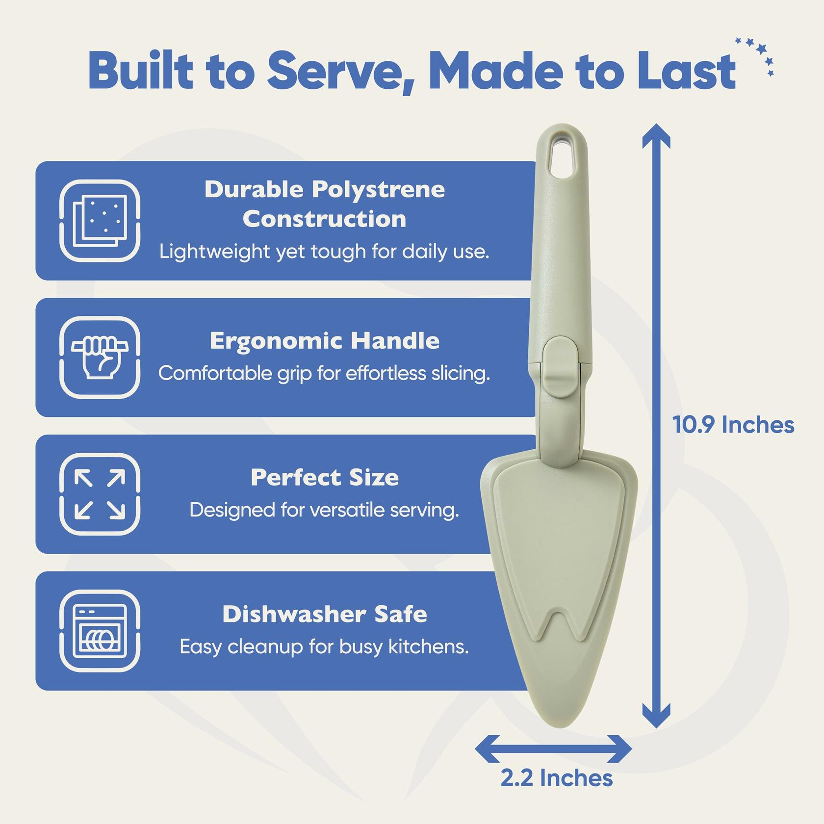 Chef's Path Easy Release Cake & Pie Server Lift-and-Serve Sage Green