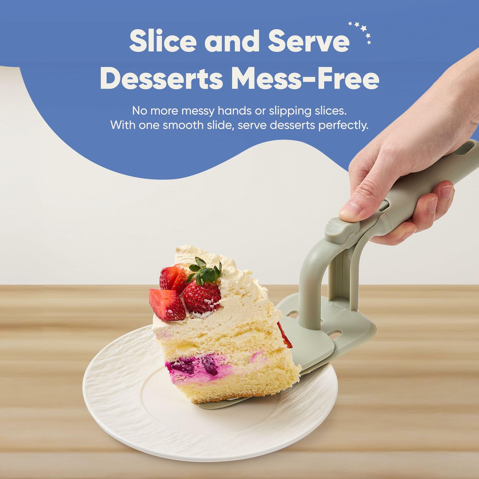 Chef's Path Easy Release Cake & Pie Server Lift-and-Serve Sage Green