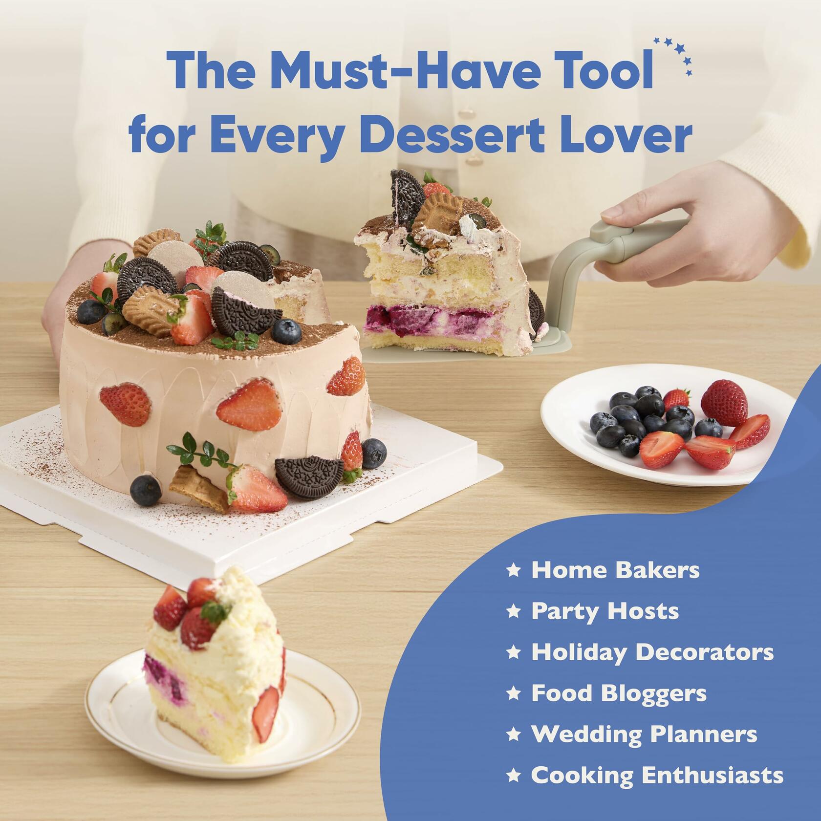 Chef's Path Easy Release Cake & Pie Server Lift-and-Serve Sage Green