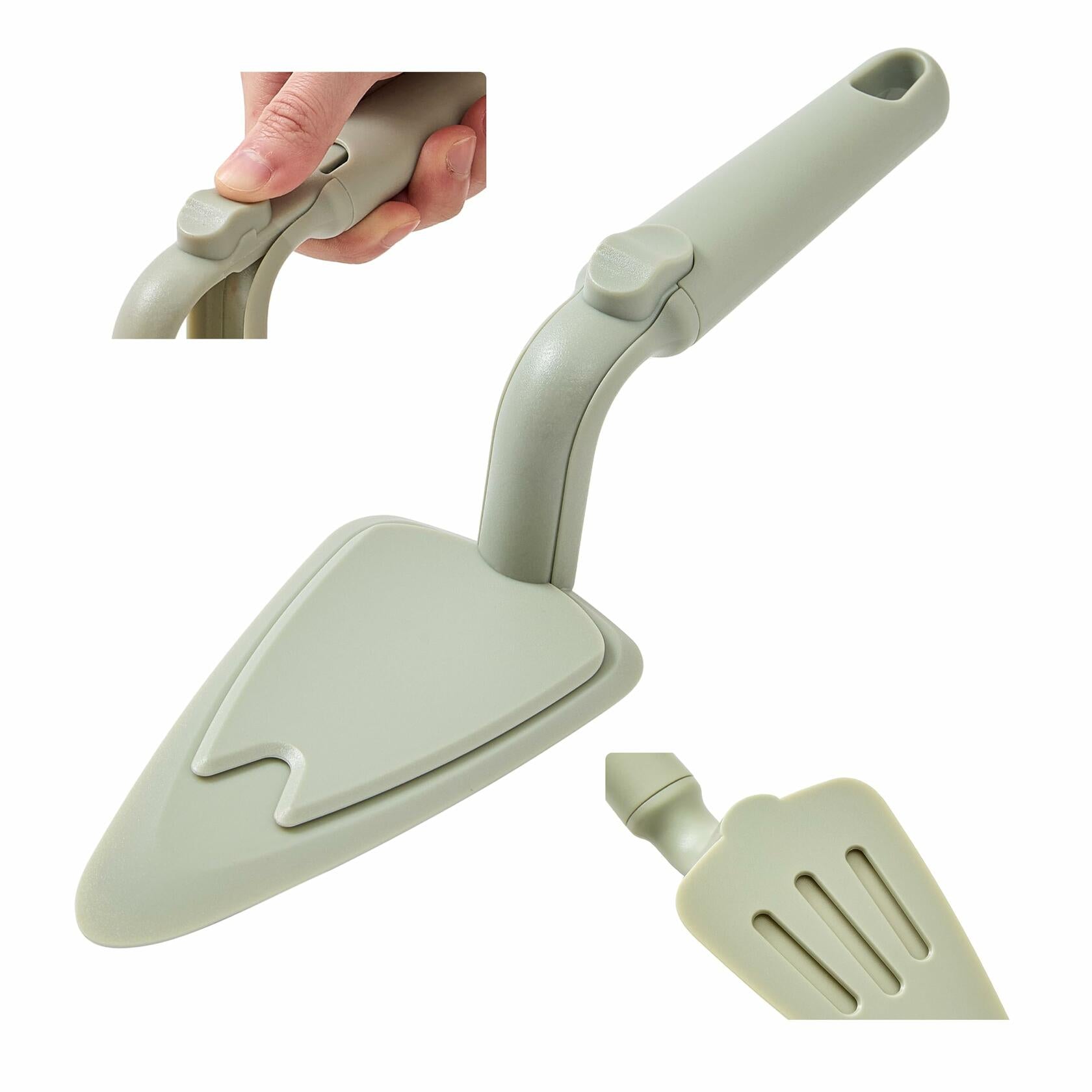Chef's Path Easy Release Cake & Pie Server Lift-and-Serve Sage Green