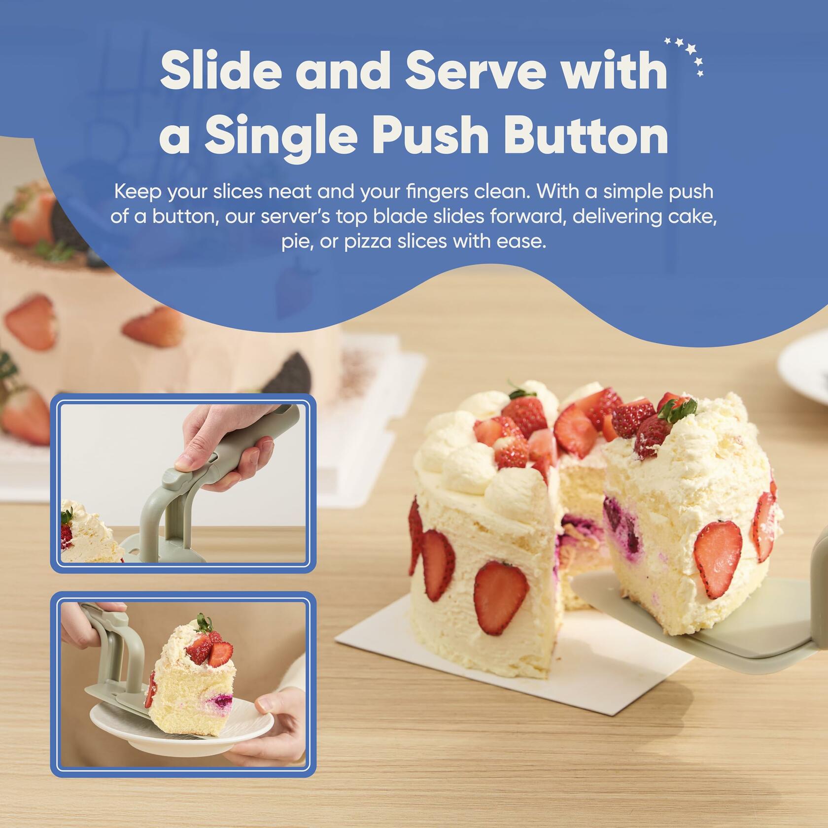 Chef's Path Easy Release Cake & Pie Server Lift-and-Serve Sage Green